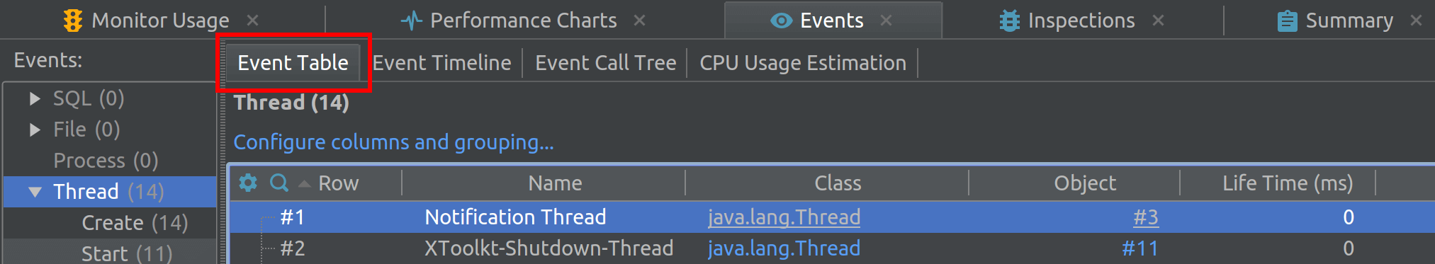 Event table rename