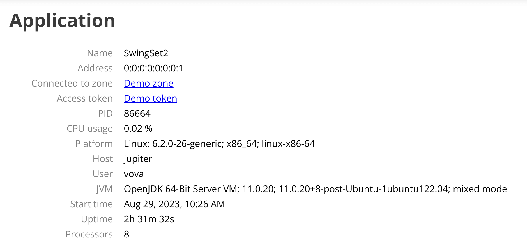 Application properties