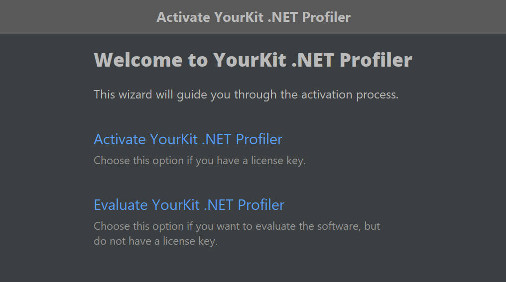 Activation wizard