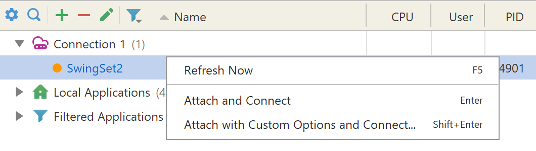 attach with options menu