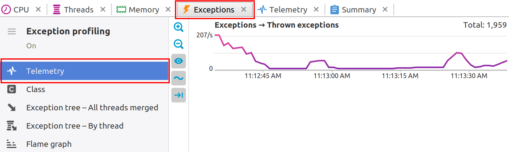 Exception telemetry