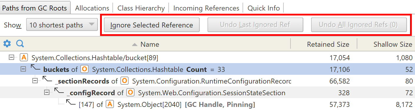 Ignore references in paths
