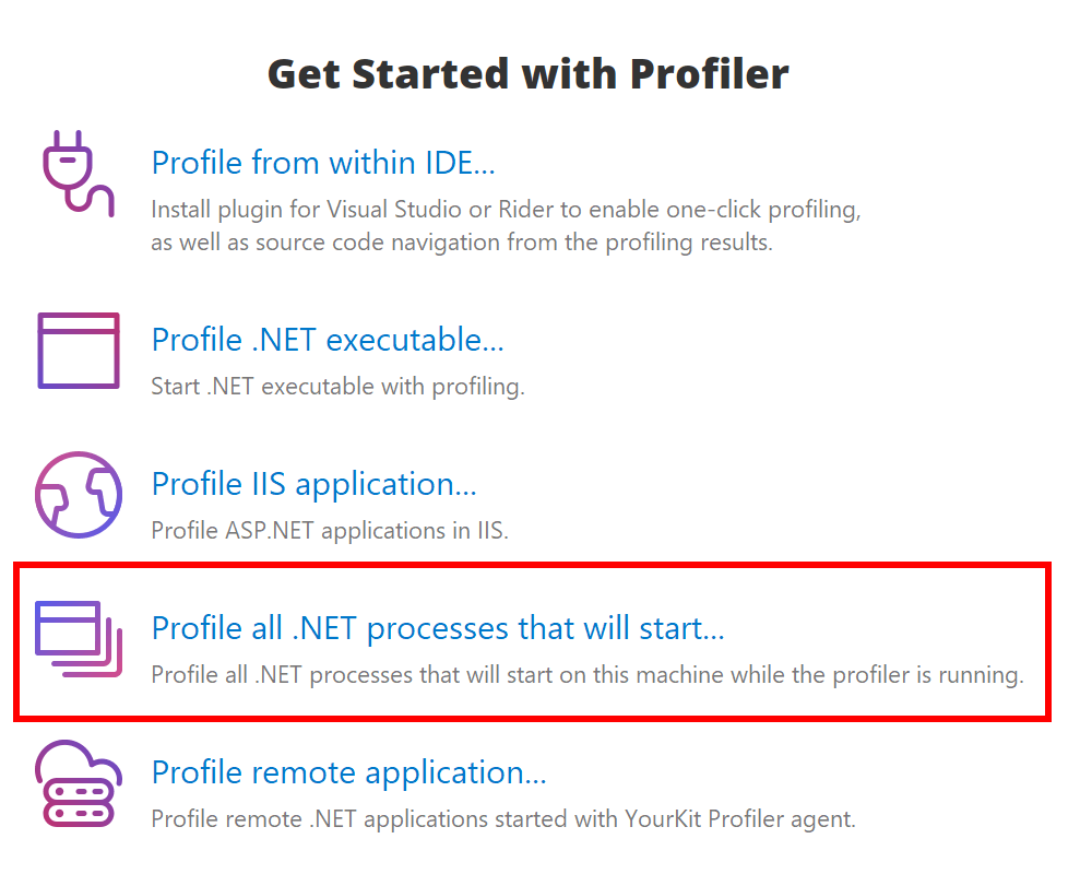 Profile all .NET processes