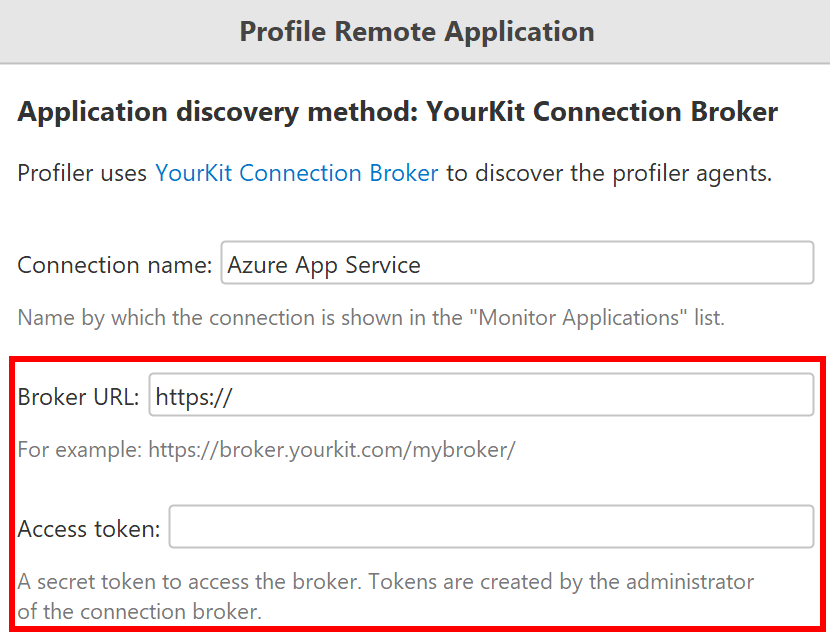 YourKit Connection Broker settings
