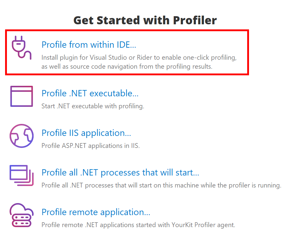 Profile from within the IDE