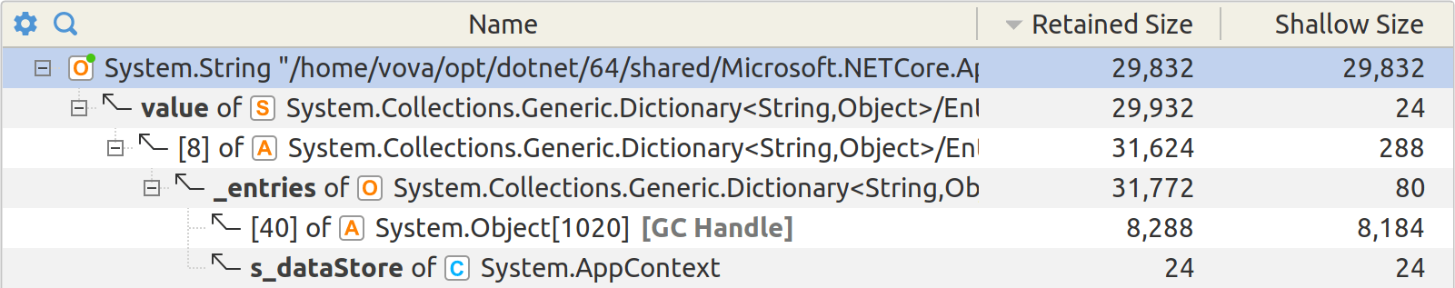 Incoming reference explorer
