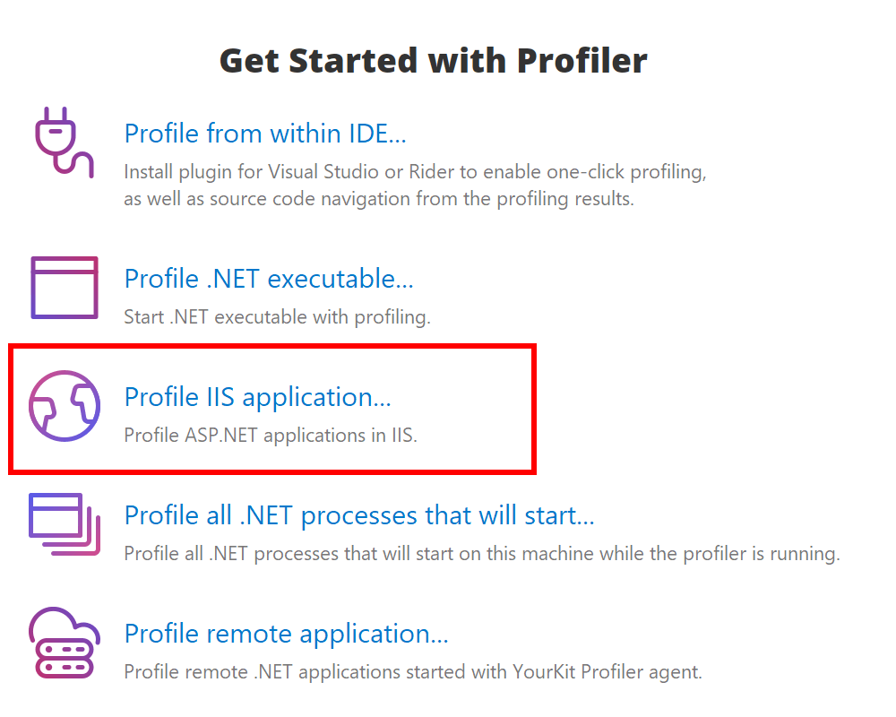 Profile IIS application