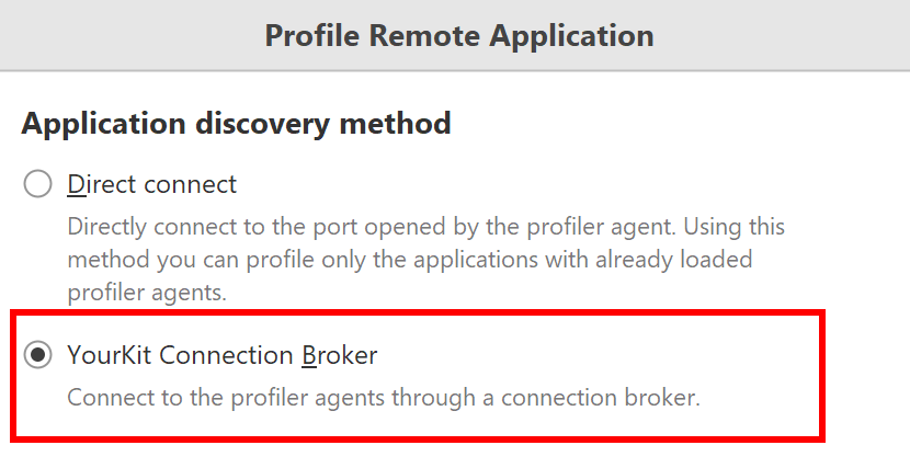 YourKit Connection Broker discovery method