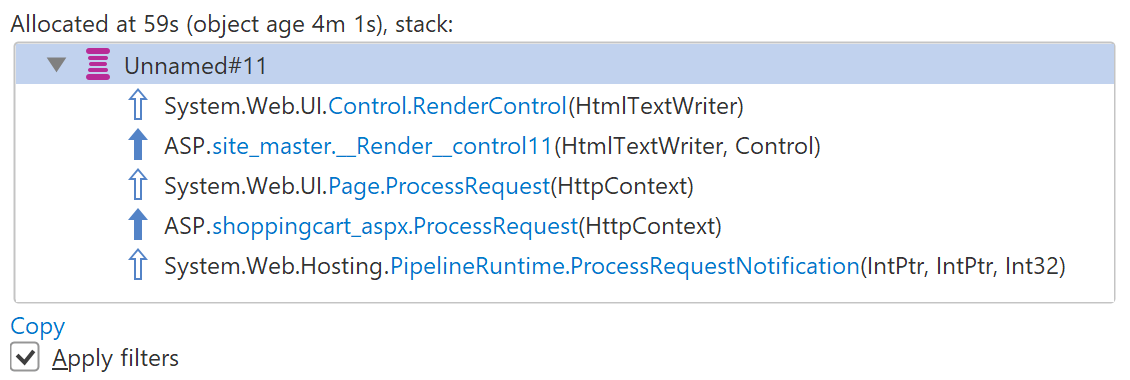 Object allocation in quick info