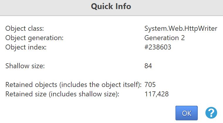 Quick info popup