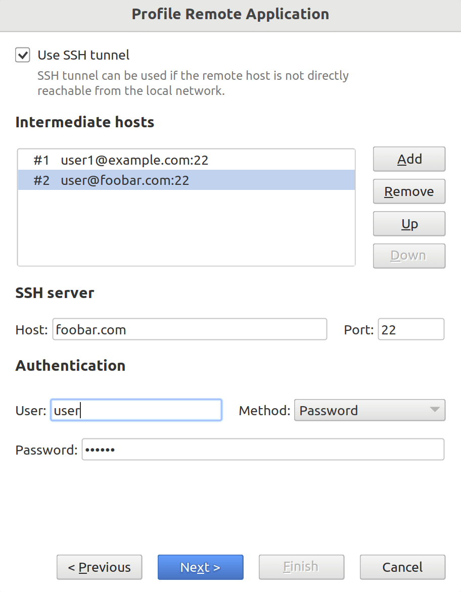 Configuring SSH tunnel