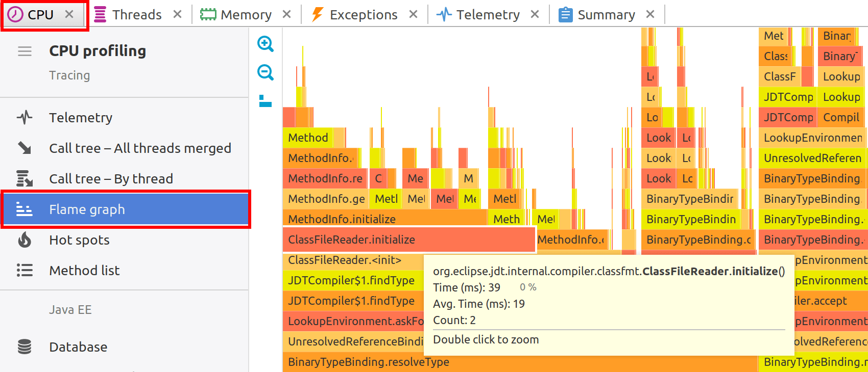 CPU flame graph