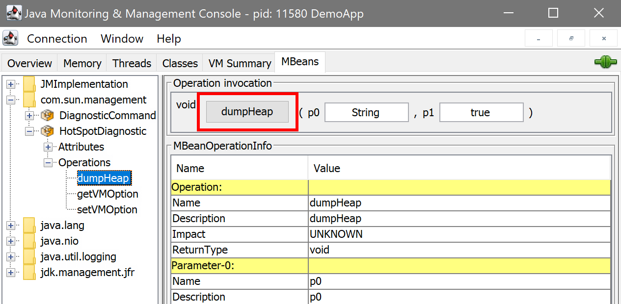 Use jconsole to capture HPROF snapshot
