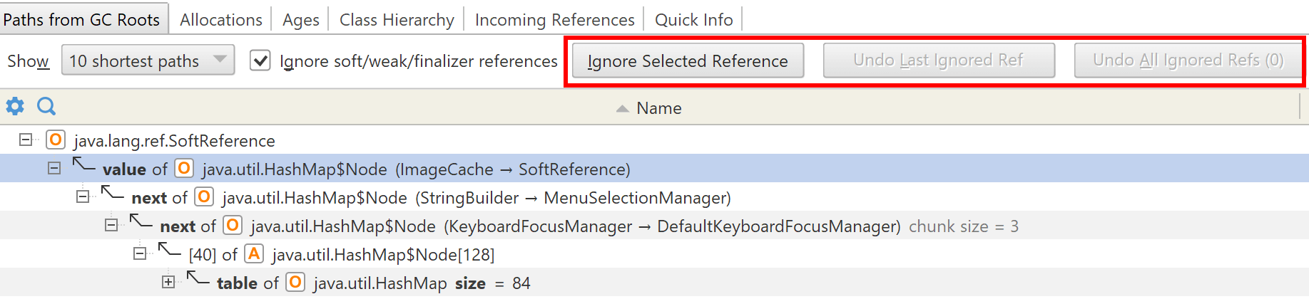 Ignore references in paths