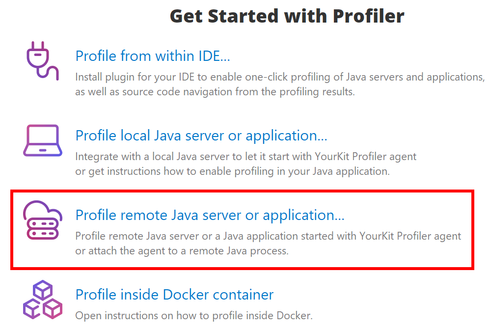 Profiler remote app on Welcome screen