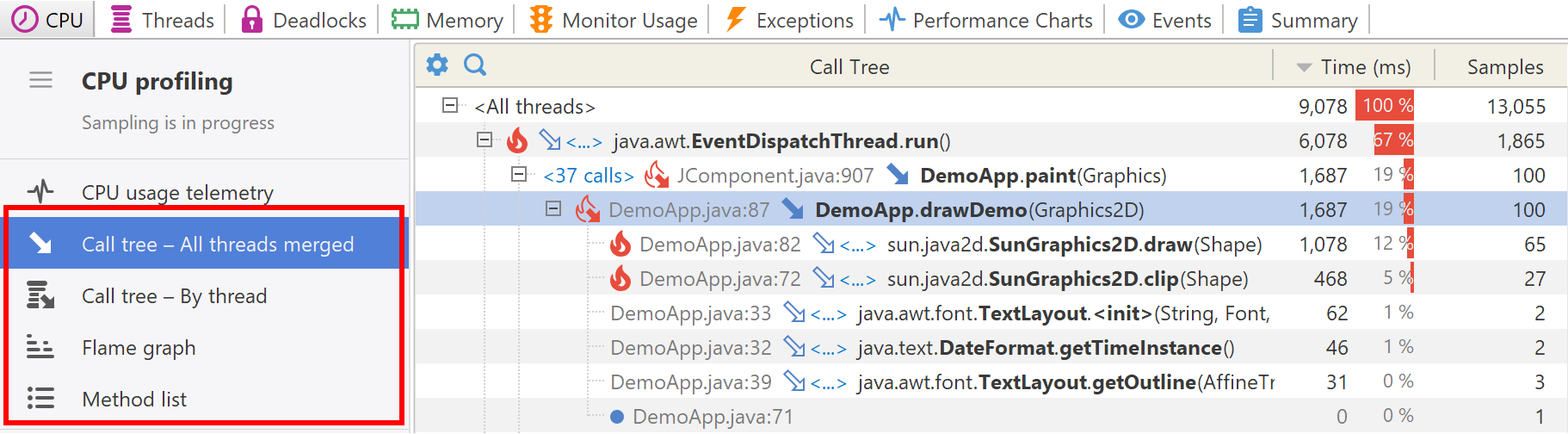 Live CPU views