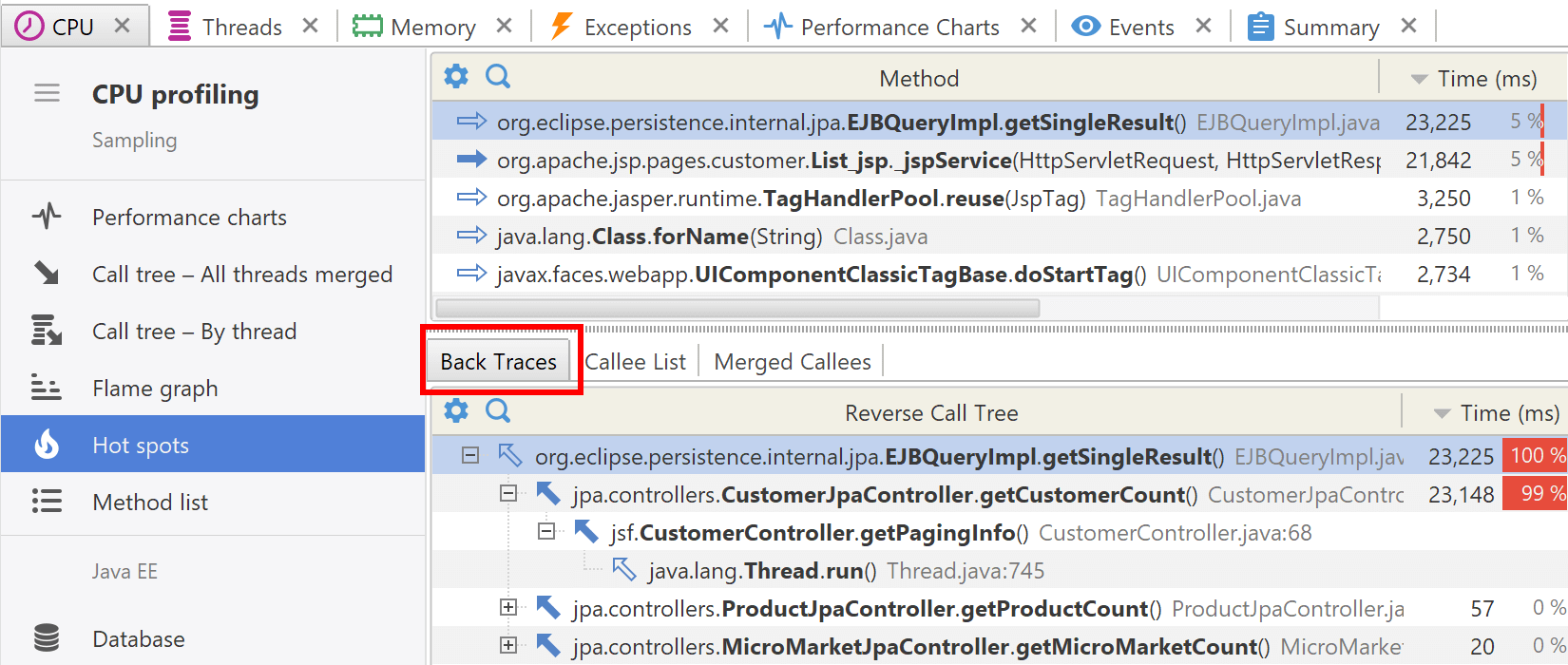 Method back traces