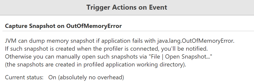 OOME snapshot status