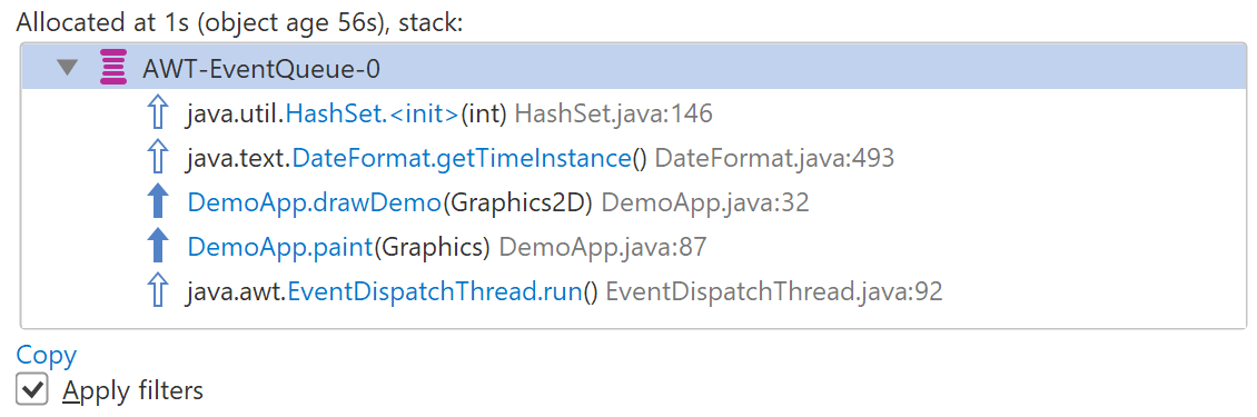Object allocation in quick info