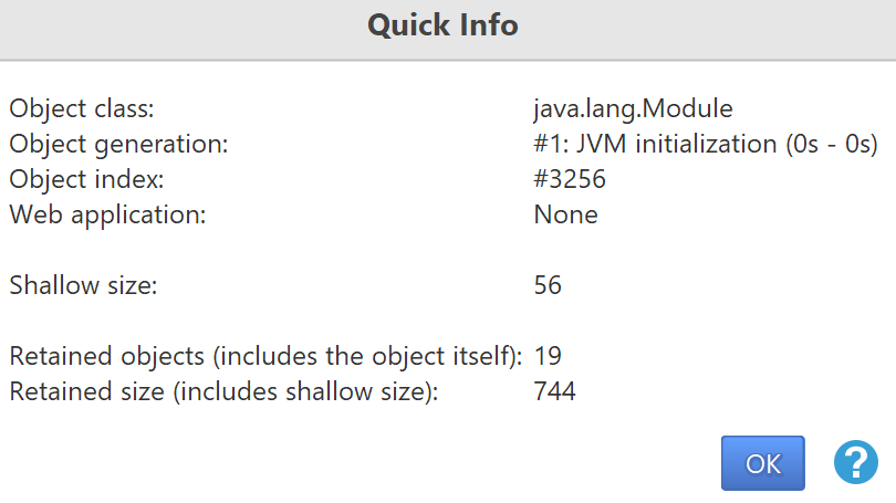 Quick info popup