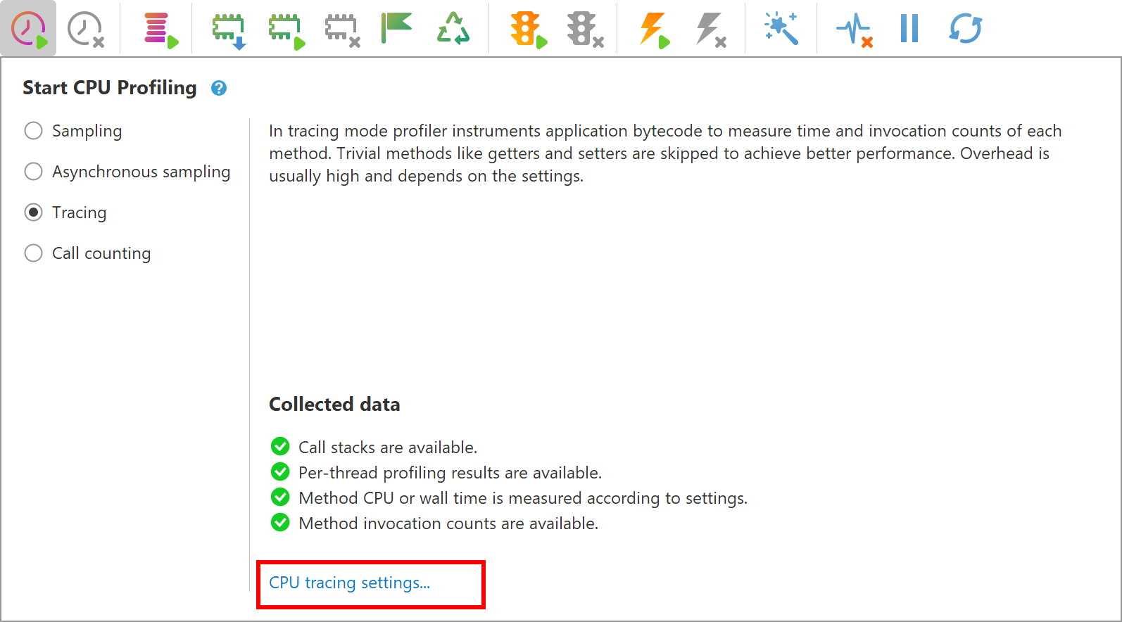 CPU tracing settings link